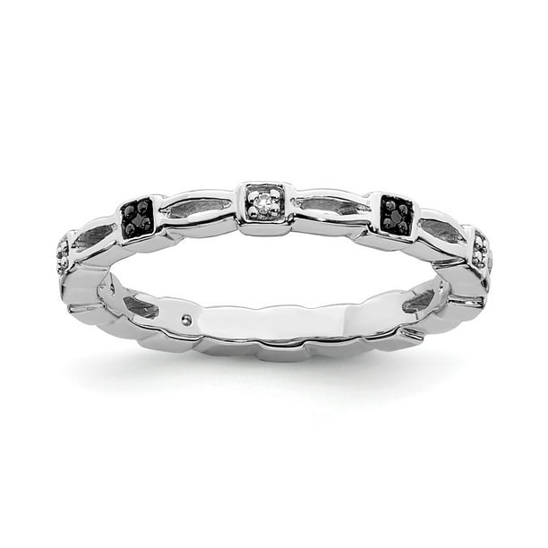 Sterling Silver Size Sterling Silver Stackable Expressions Black & White Diamond Ring 9 
